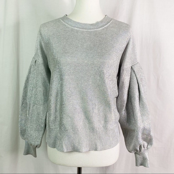 BCBGMaxazria Womens Silver Holographic Sweater XS - Picture 2 of 10